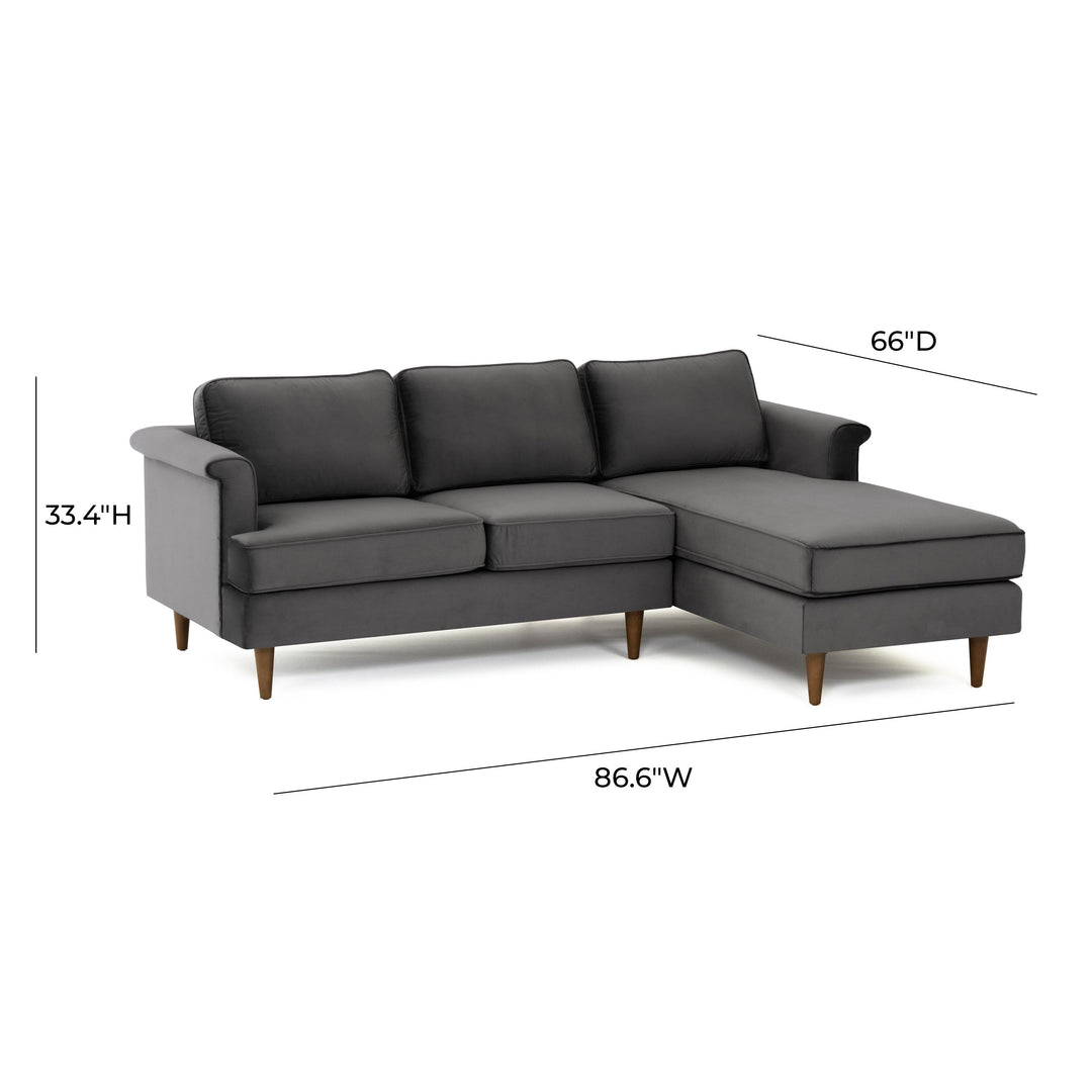 Porter Grey Velvet Sectional RAF