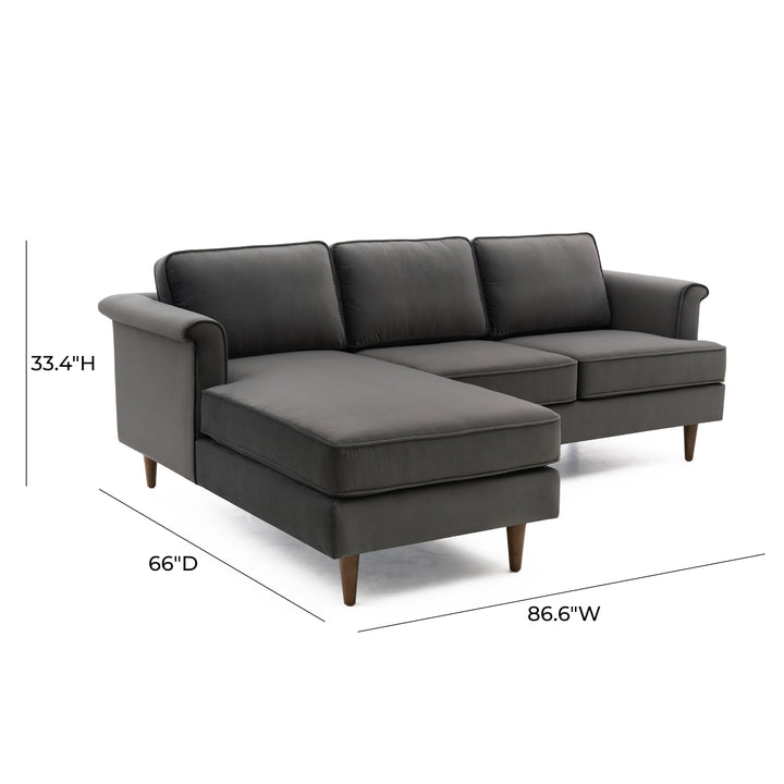 Porter Grey Velvet Sectional LAF