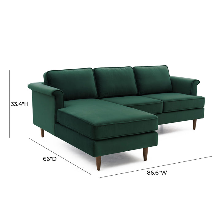 Porter Forest Green Velvet Sectional LAF