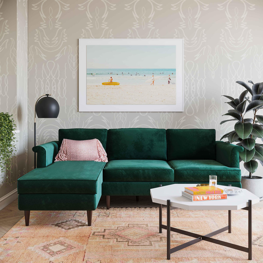 Porter Forest Green Velvet Sectional LAF