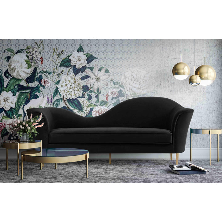 Plato Black Velvet Sofa