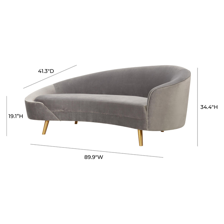 Cleopatra Grey Velvet Sofa