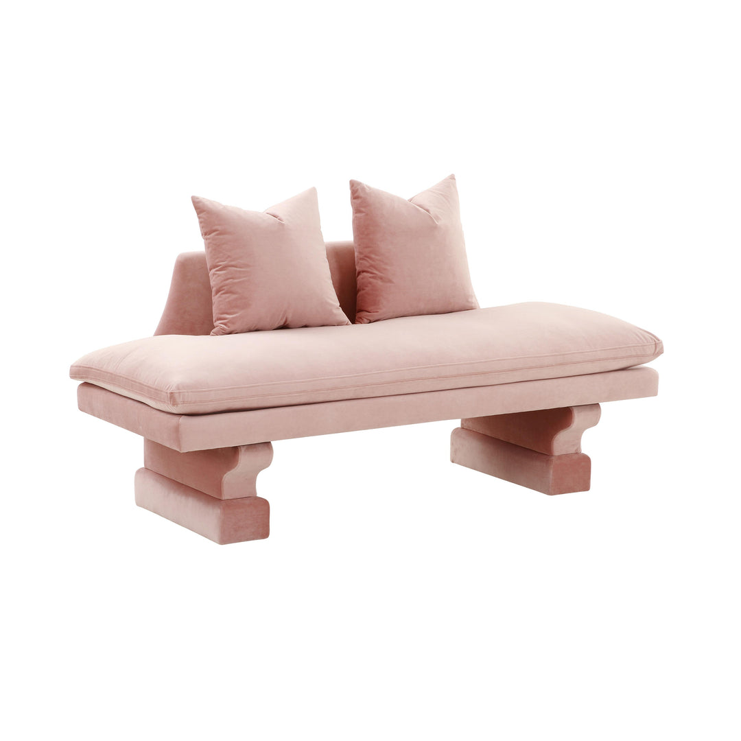 Hyde Salmon Pink Velvet Pedestal Sofa