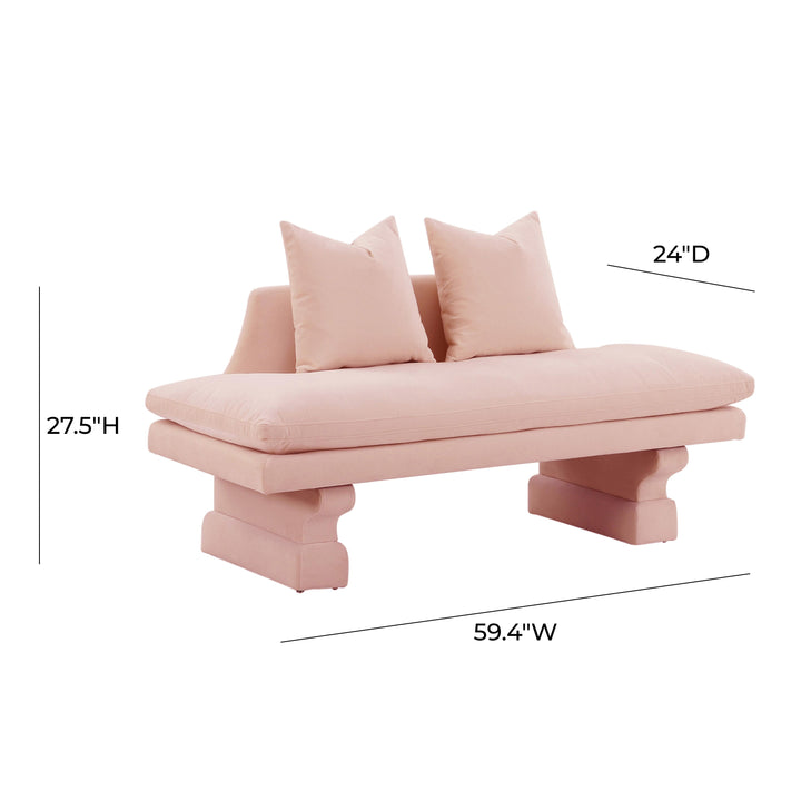 Hyde Salmon Pink Velvet Pedestal Sofa