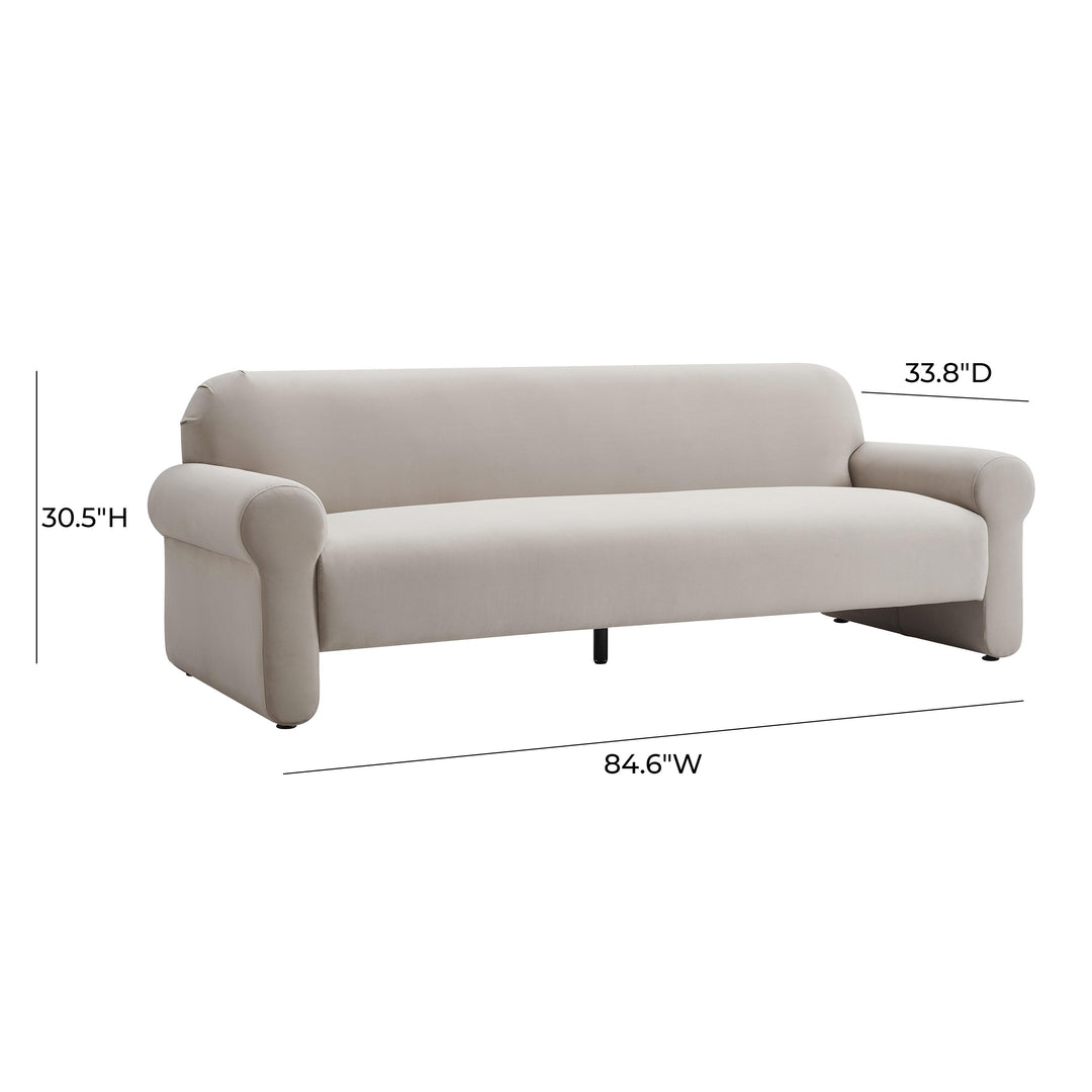 Keelee Taupe 84 Inch Velvet Sofa