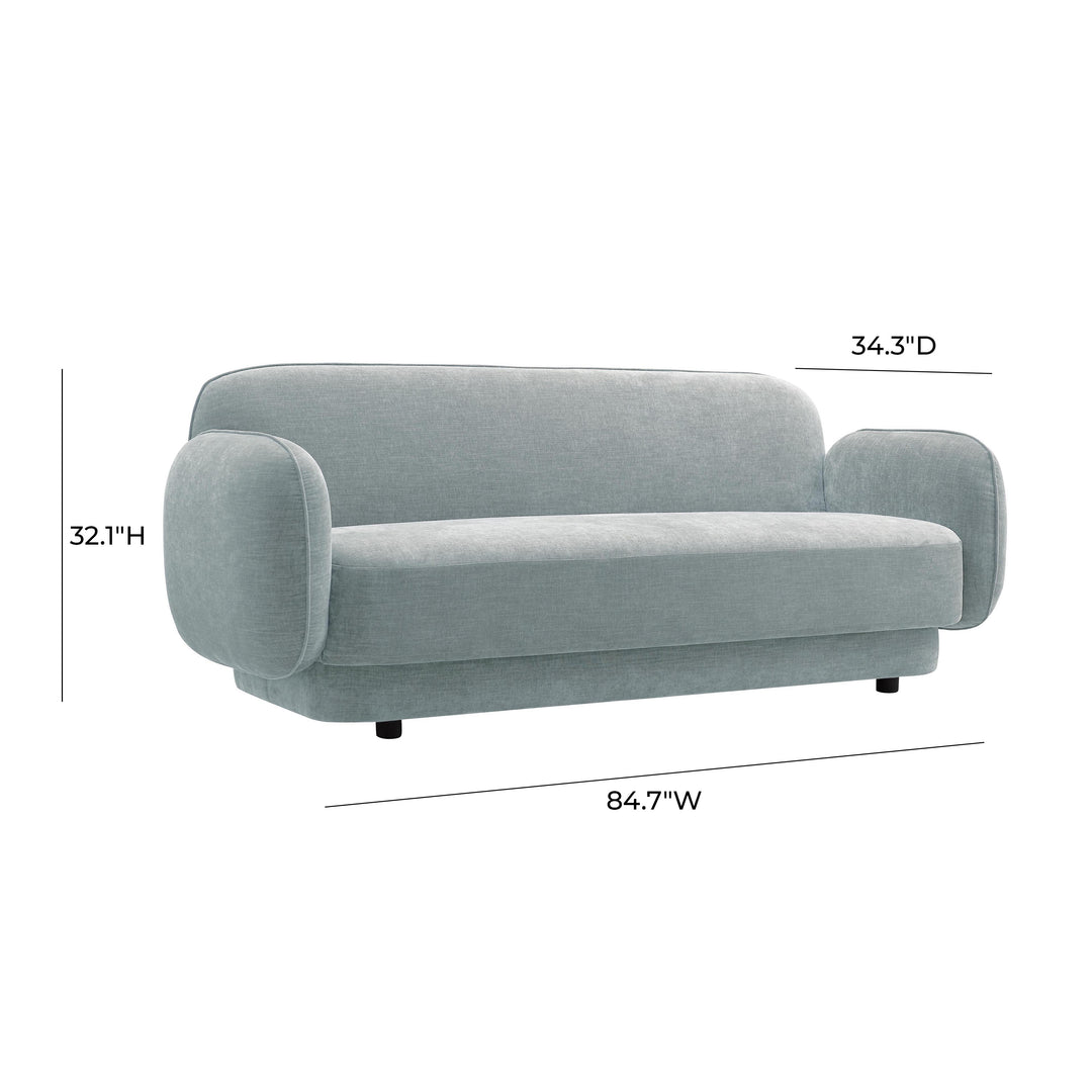 Kandor Sea Blue Textured Velvet Sofa