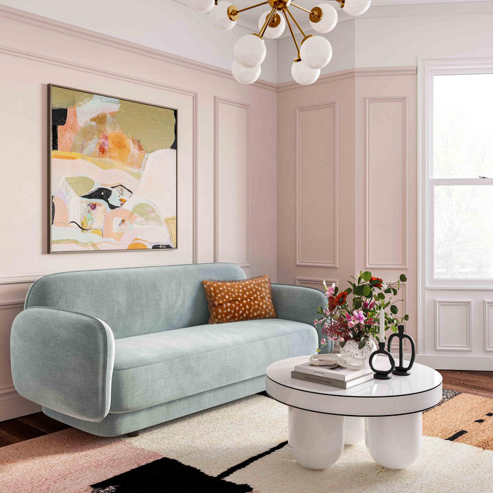 Kandor Sea Blue Textured Velvet Sofa