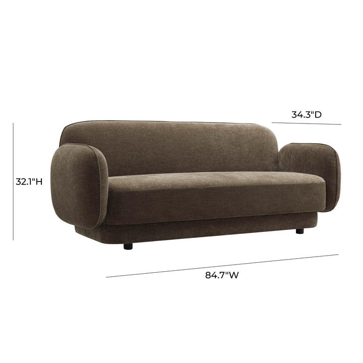 Kandor Chocolate Brown Textured Velvet Sofa