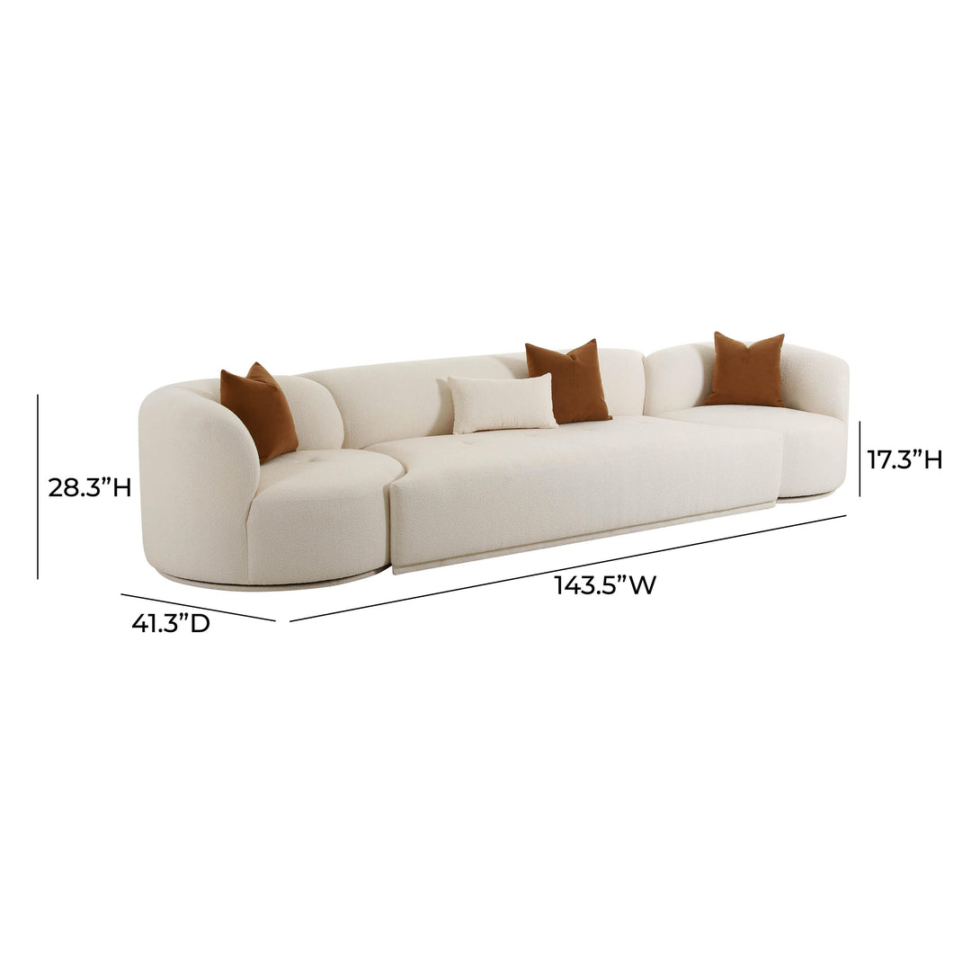 Fickle Cream Boucle 3-Piece Modular Sofa