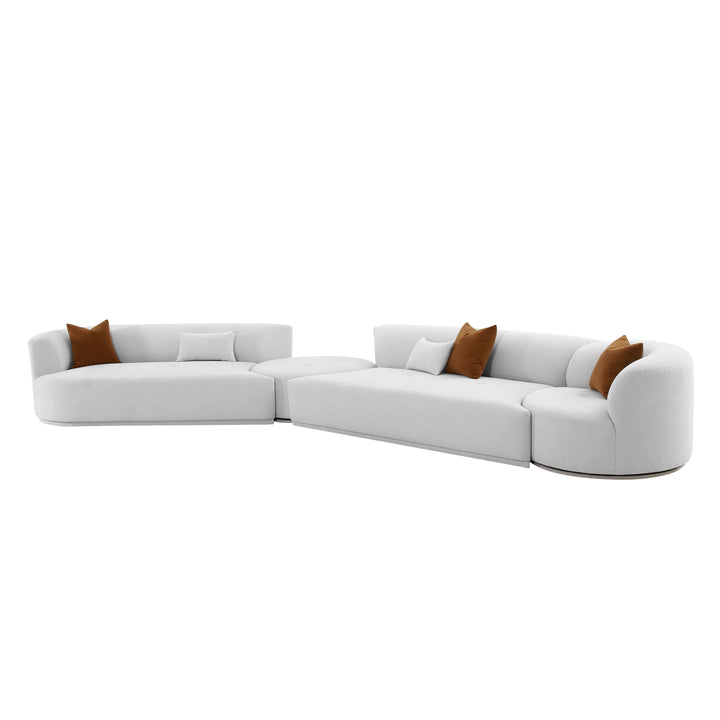 Fickle Grey Velvet 4-Piece Modular LAF Sectional