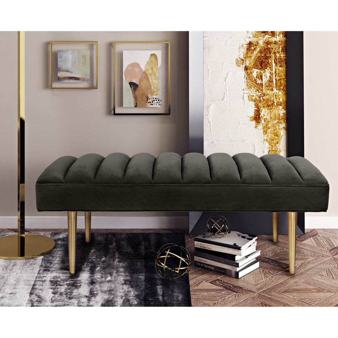 Jax Grey Velvet Bench