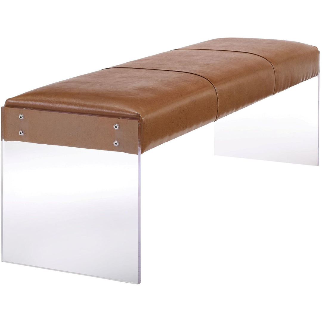 Envy Brown Leather/Acrylic Bench
