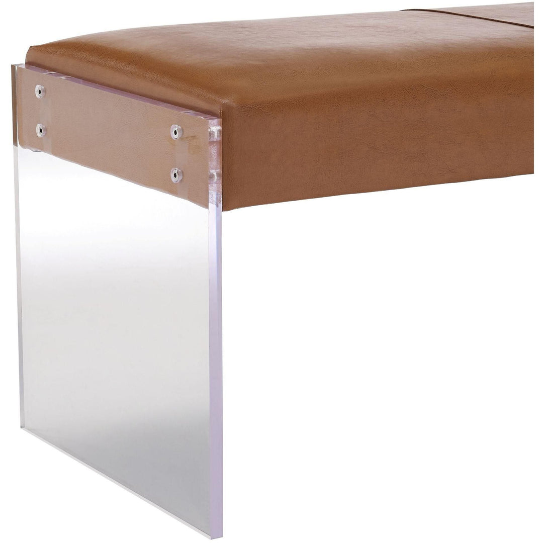 Envy Brown Leather/Acrylic Bench