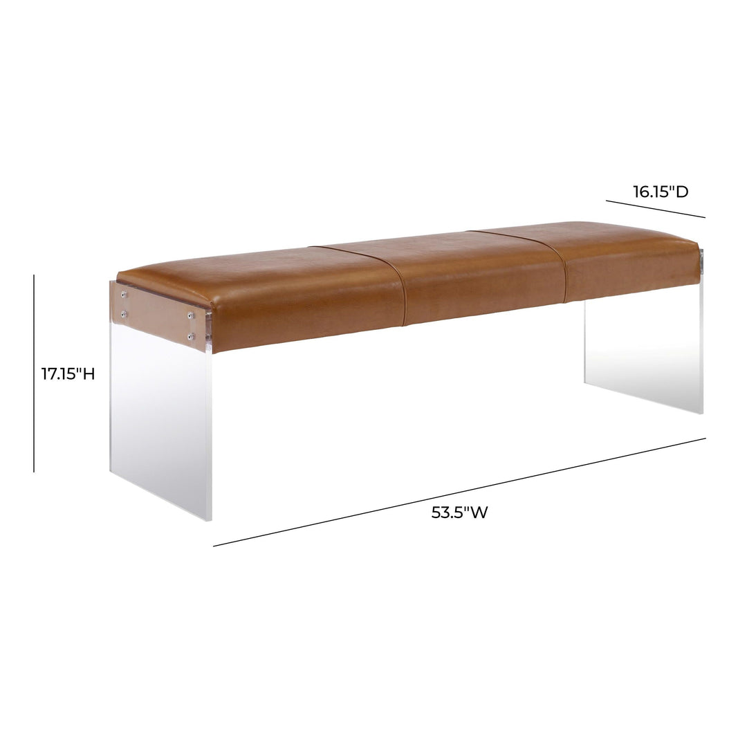 Envy Brown Leather/Acrylic Bench