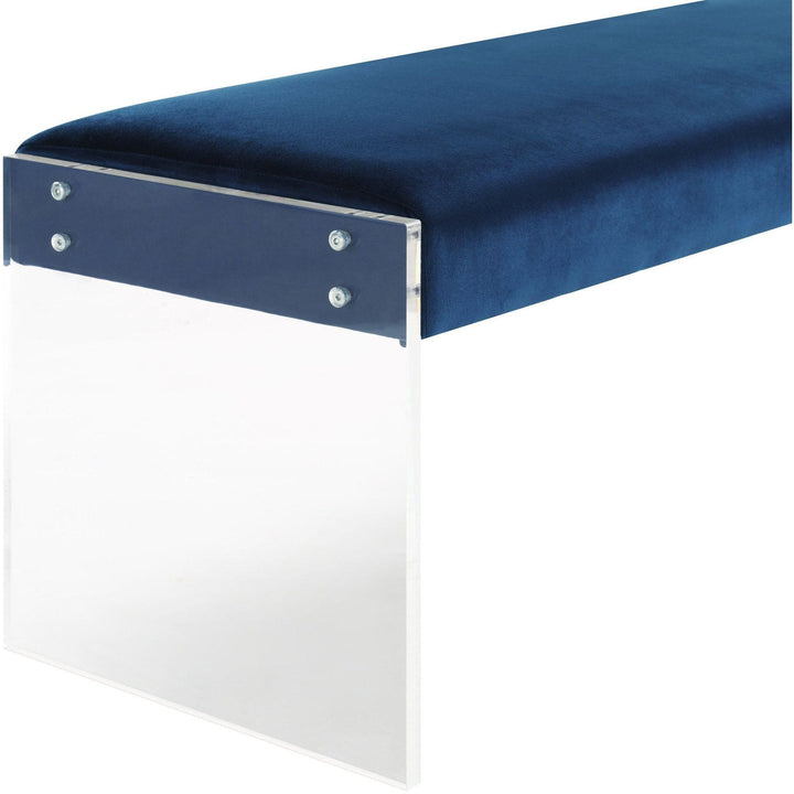 Envy Blue Velvet/Acrylic Bench