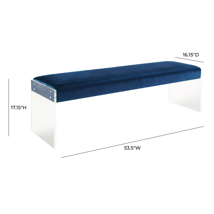 Envy Blue Velvet/Acrylic Bench