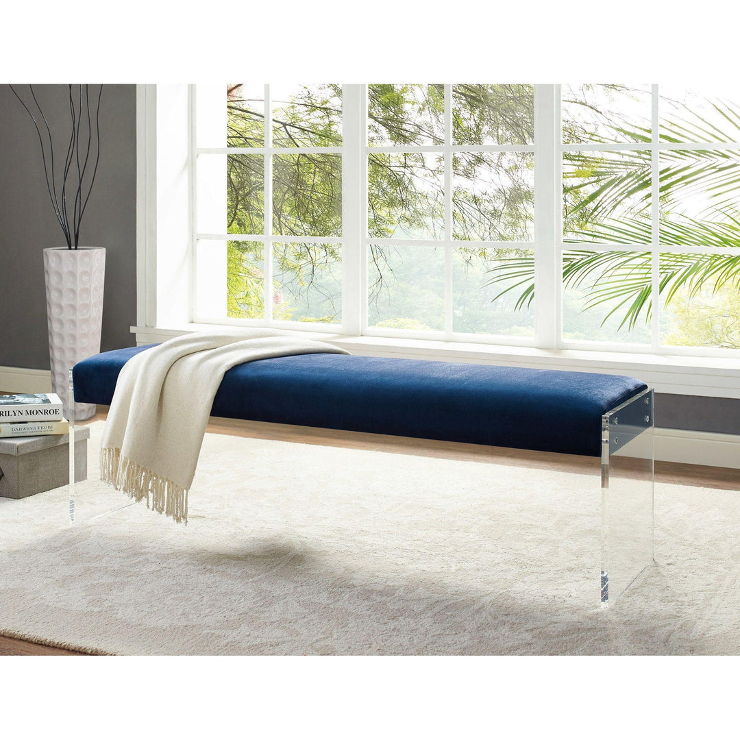 Envy Blue Velvet/Acrylic Bench