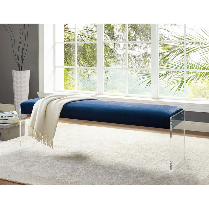 Envy Blue Velvet/Acrylic Bench