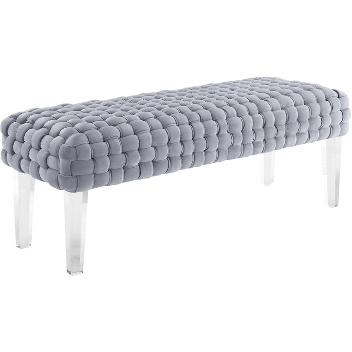 Sal Woven Grey Velvet Bench