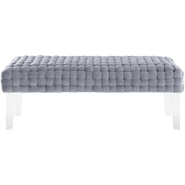 Sal Woven Grey Velvet Bench