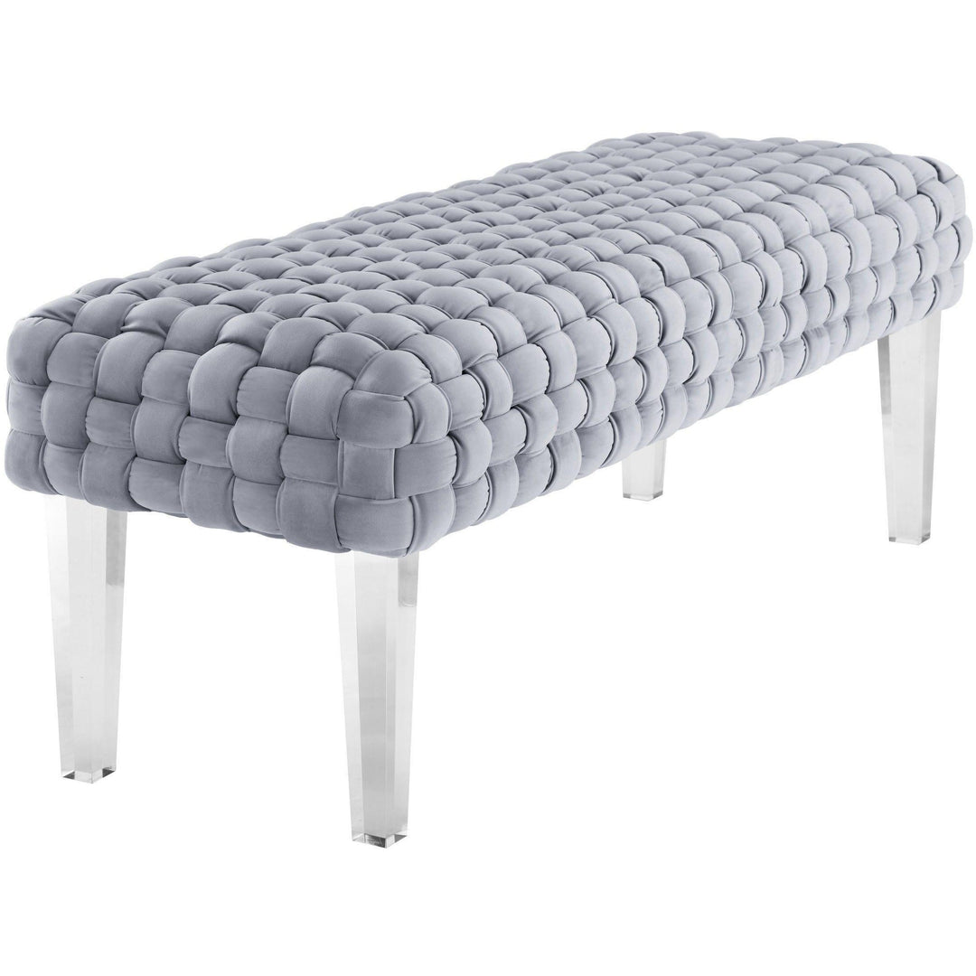 Sal Woven Grey Velvet Bench