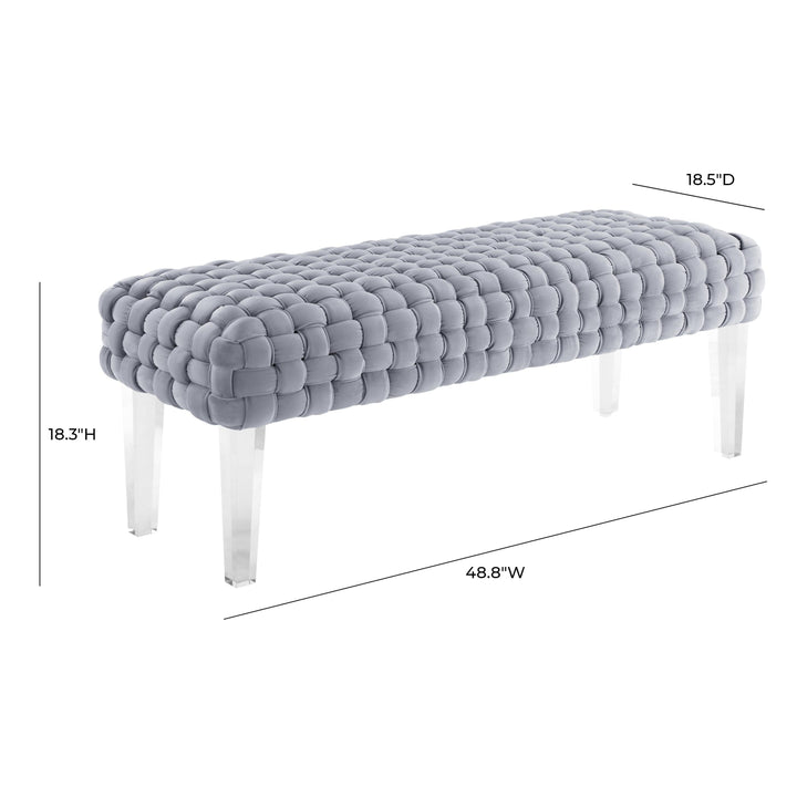 Sal Woven Grey Velvet Bench