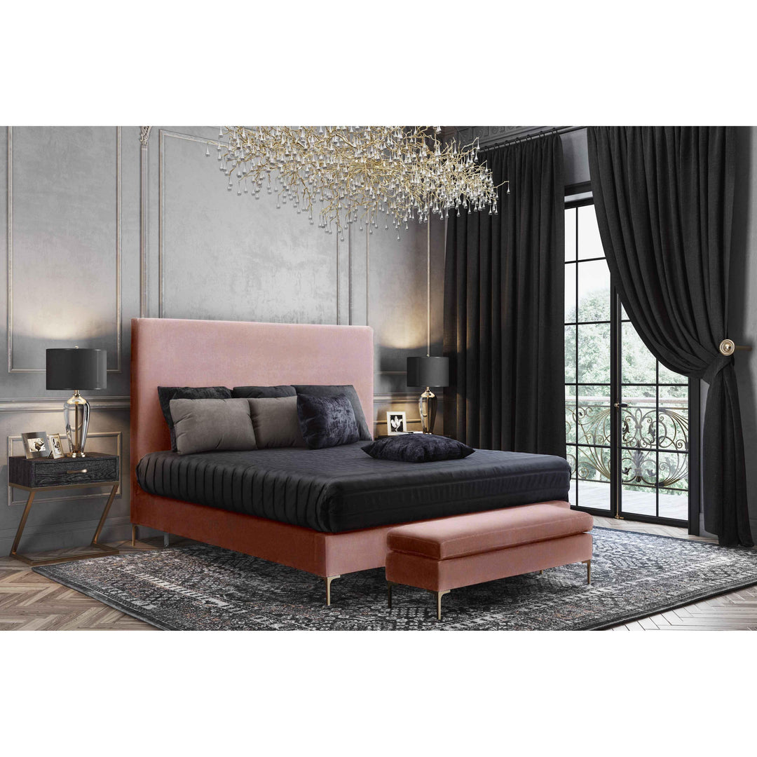 Delilah Blush Textured Velvet Bench