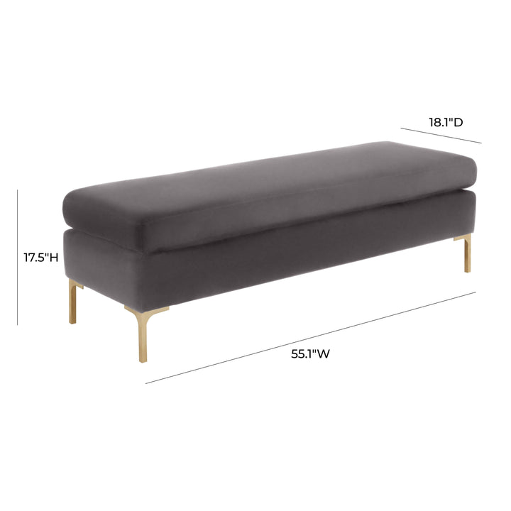 Delilah Grey Velvet Bench