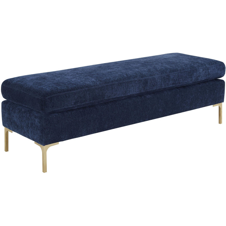 Delilah Navy Textured Velvet Bench