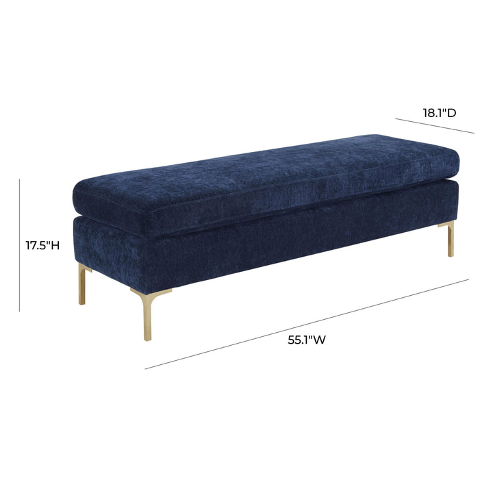 Delilah Navy Textured Velvet Bench