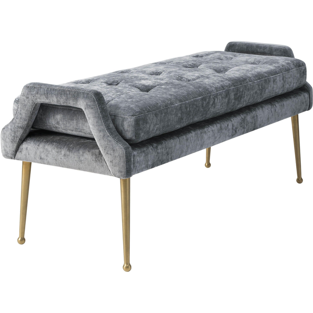 Eileen Slub Velvet Grey Bench