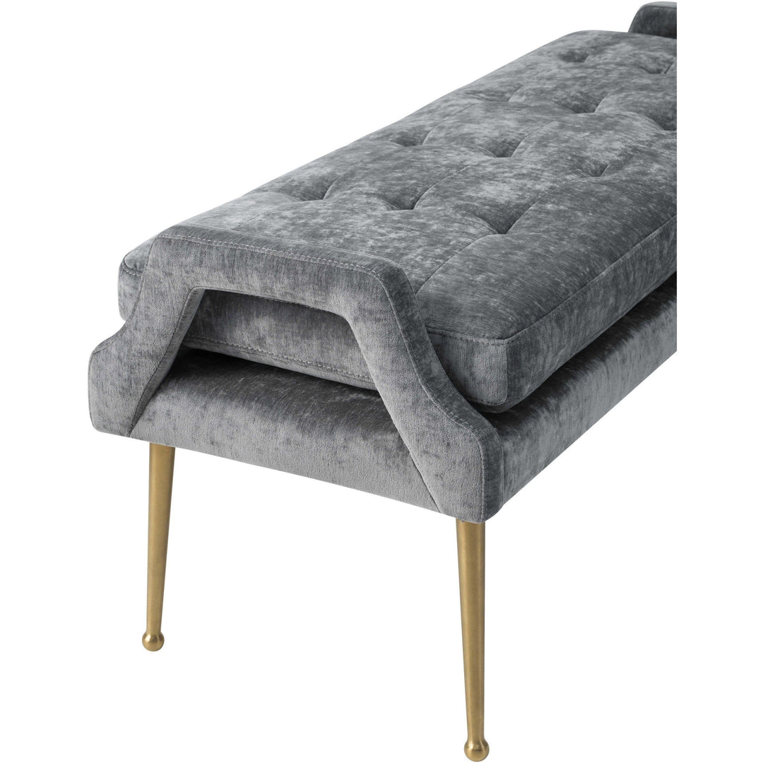 Eileen Slub Velvet Grey Bench