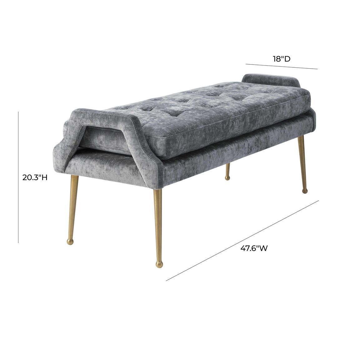 Eileen Slub Velvet Grey Bench