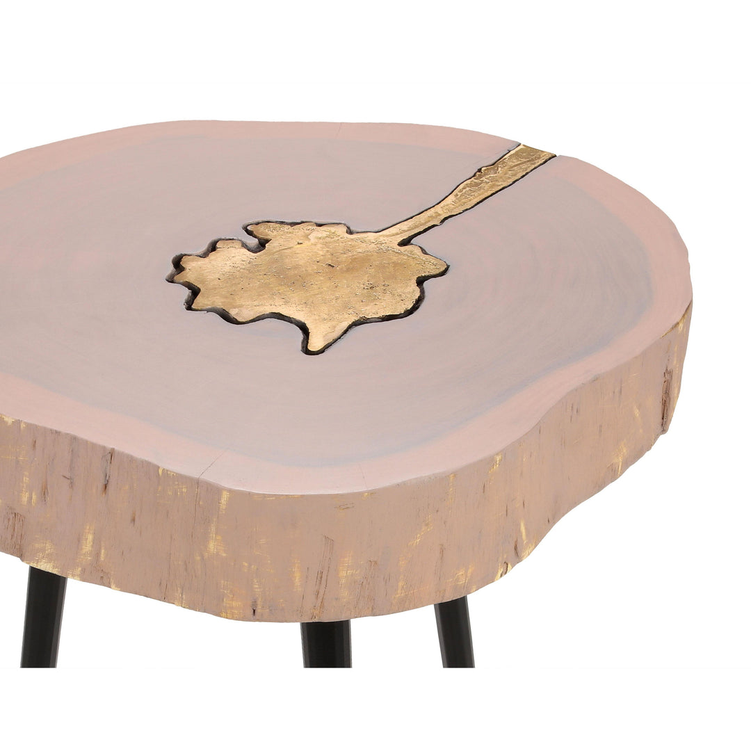 Timber Pink and Brass Side Table
