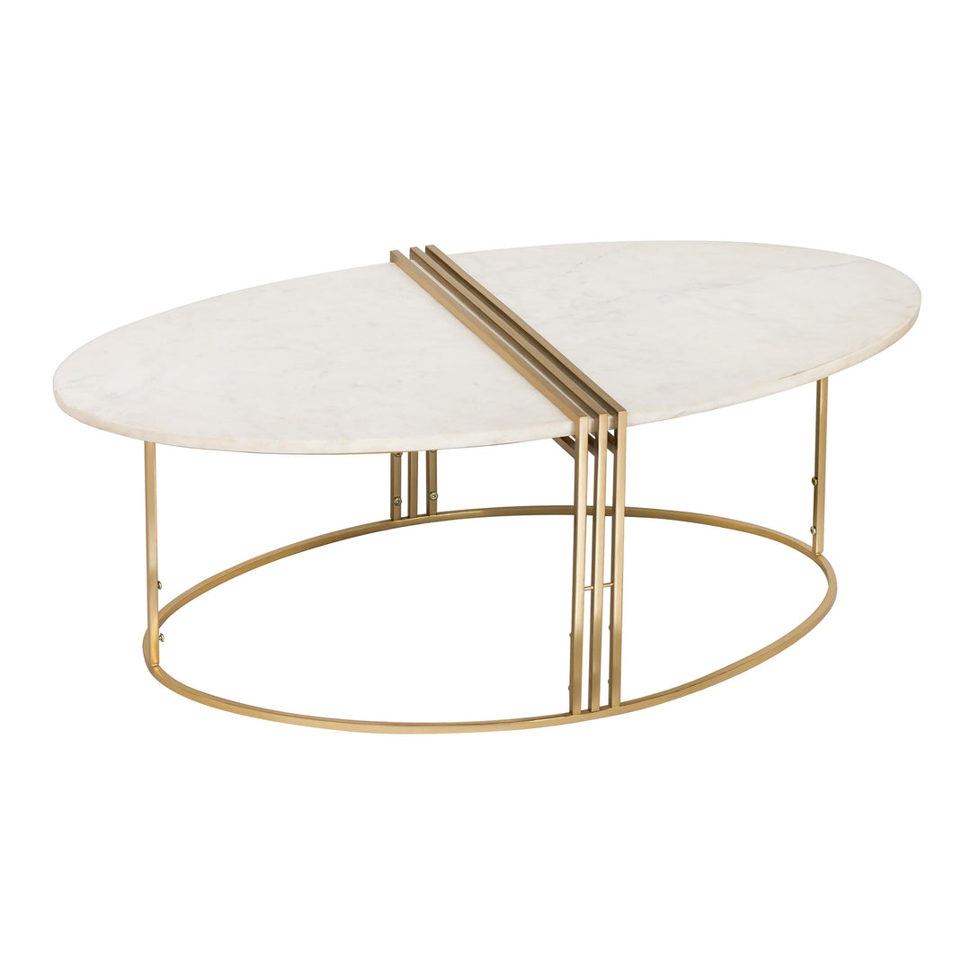 Caleb Oval White Marble Coffee Table