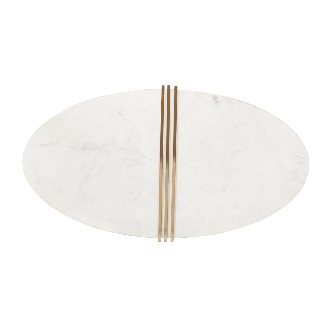 Caleb Oval White Marble Coffee Table