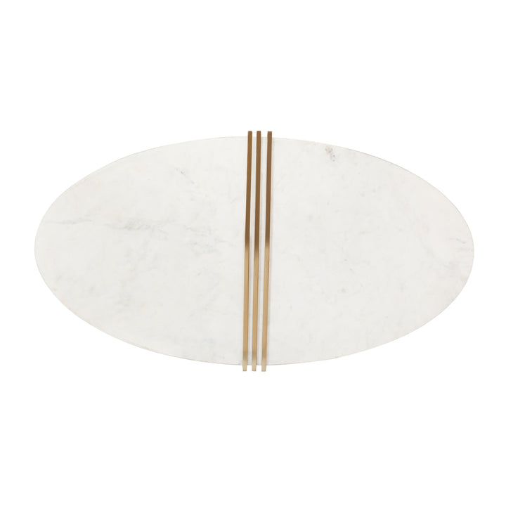 Caleb Oval White Marble Coffee Table