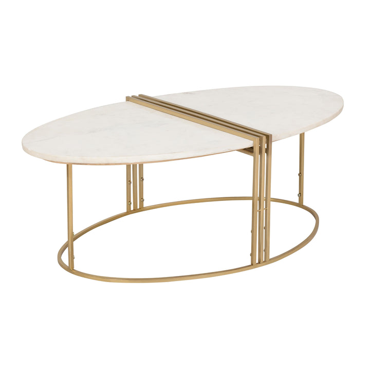 Caleb Oval White Marble Coffee Table