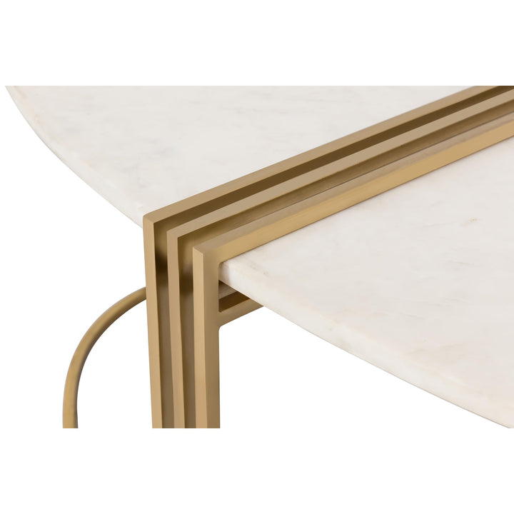 Caleb Oval White Marble Coffee Table