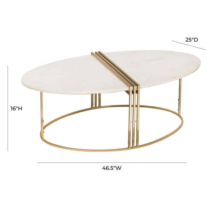 Caleb Oval White Marble Coffee Table