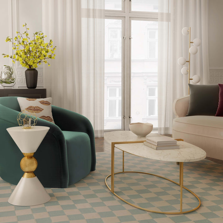 Caleb Oval White Marble Coffee Table