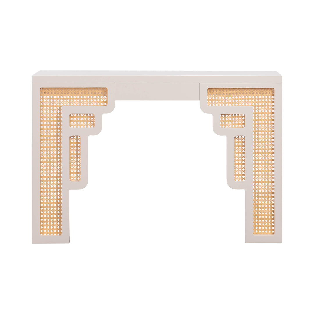 Suzie Cream & Rattan Console Table