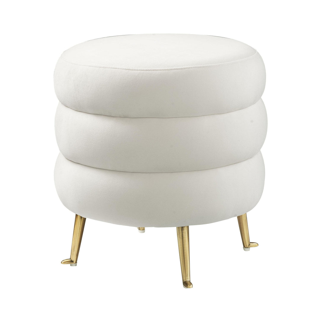 Ladder Cream Velvet Ottoman
