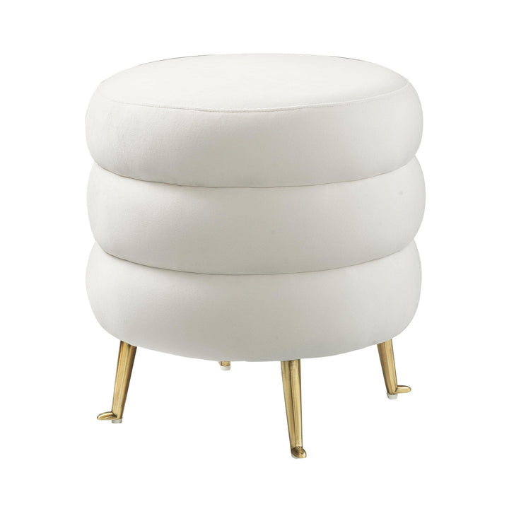 Ladder Cream Velvet Ottoman