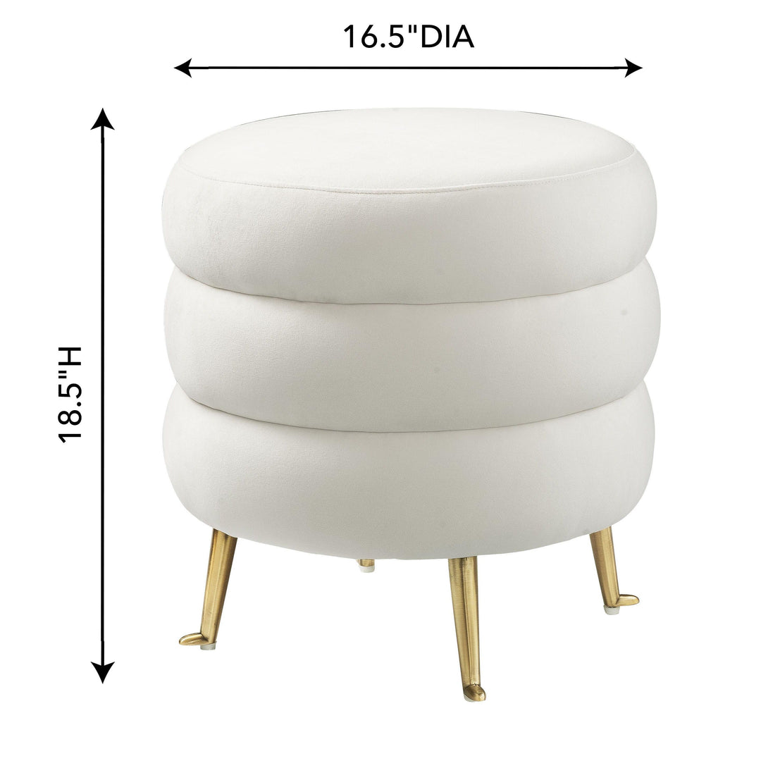 Ladder Cream Velvet Ottoman