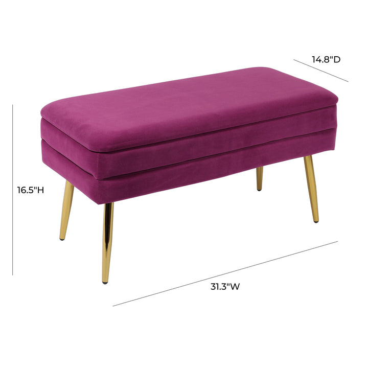 Ziva Plum Velvet Storage Bench