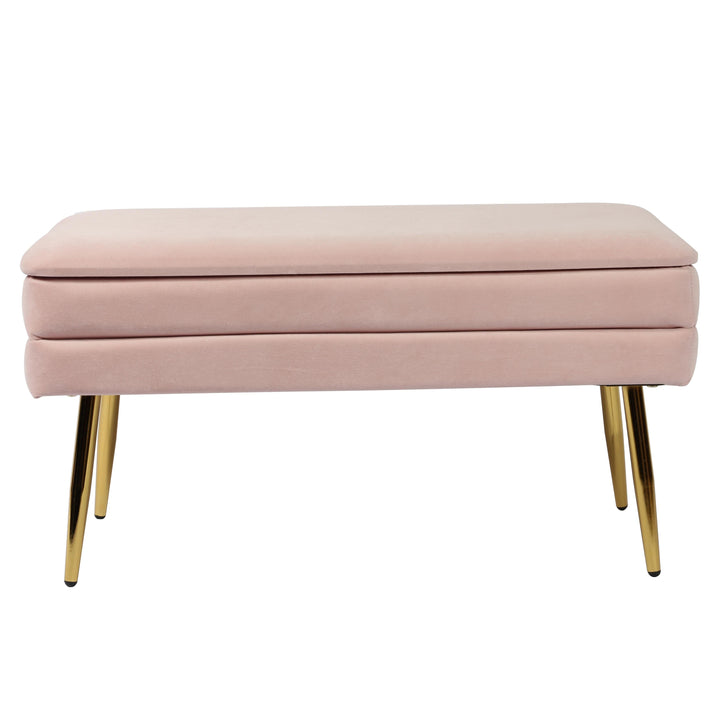 Ziva Blush Velvet Storage Bench