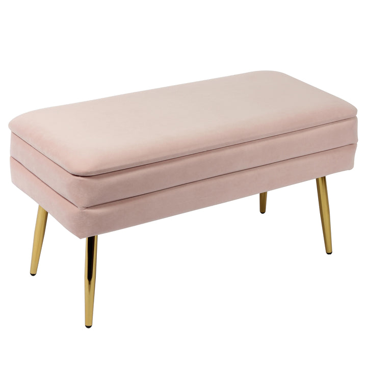 Ziva Blush Velvet Storage Bench