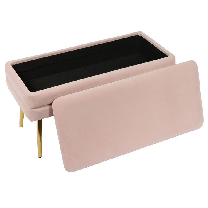 Ziva Blush Velvet Storage Bench