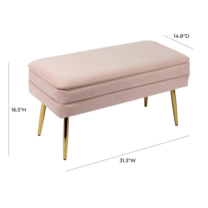 Ziva Blush Velvet Storage Bench